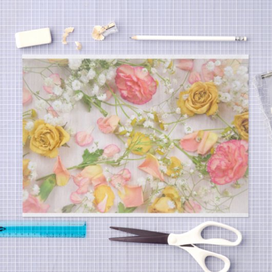 Pastel roze gele rozen tissuepapier (Craft)