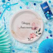 Pastel Roze Gelukkig Jubileum Papieren Bordje (Feest)