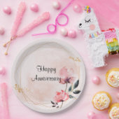 Pastel Roze Gelukkig Jubileum Papieren Bordje (Feest)