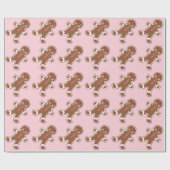 Pastel Roze Gemberkoekjes Inpakpapier (Vlak)