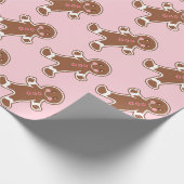 Pastel Roze Gemberkoekjes Inpakpapier (Hoek)