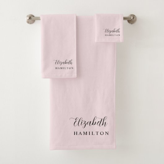 pastel roze gepersonaliseerde badset bad handdoek (Insitu)