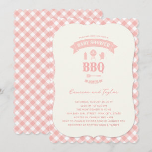 Pastel Roze Geruite BBQ Chic Meisje Baby Shower Fe Kaart