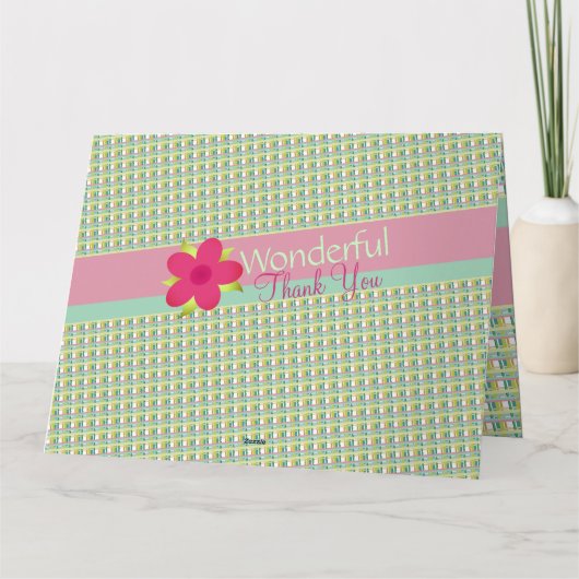 Pastel roze geruite met mintgroen kaart (Achterkant)