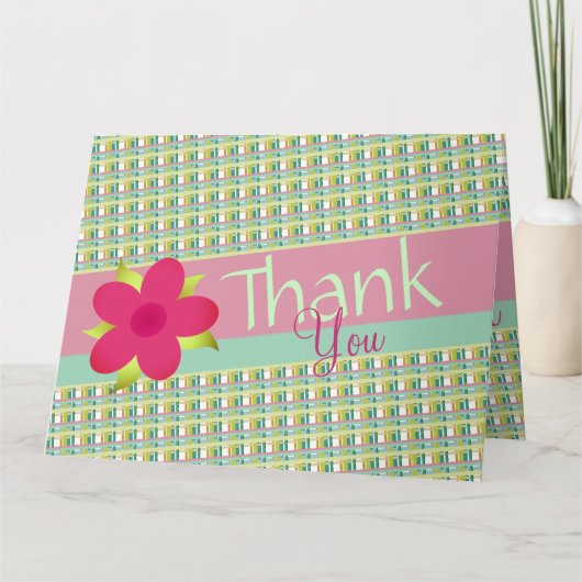 Pastel roze geruite met mintgroen kaart (Voorkant)