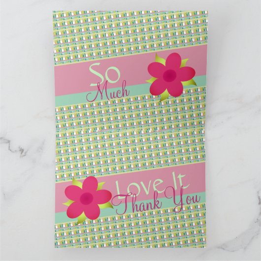 Pastel roze geruite met mintgroen kaart (Binnen)