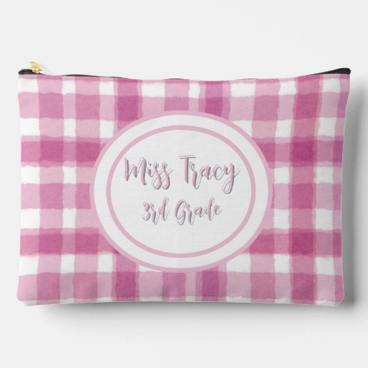 Pastel Roze Geruite Op Maat Gemaakt  Etui (Voorkant)