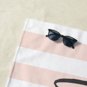 Pastel Roze Gestreepte Strandlaken, Passen getrouw Strandlaken (In situ)