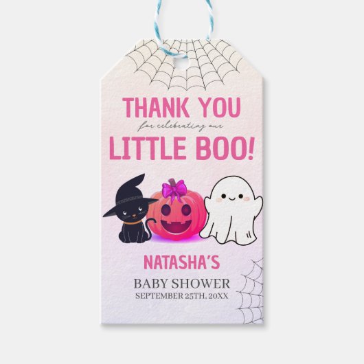Pastel Roze Ghoul Halloween Baby shower Cadeaulabel (Voorkant)