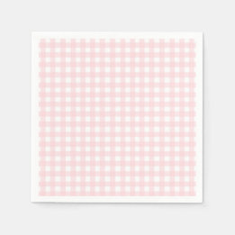 Pastel Roze Gingham Meisje Eerste Verjaardag Servet