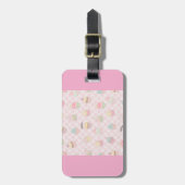 Pastel Roze Gingham Mooie Cupcakes Patroon Bagagelabel (Voorkant verticaal)