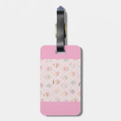 Pastel Roze Gingham Mooie Cupcakes Patroon Bagagelabel (Achterkant verticaal)
