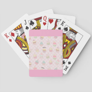 Pastel Roze Gingham Mooie Cupcakes Patroon Pokerkaarten