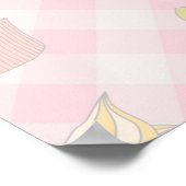 Pastel Roze Gingham Mooie Cupcakes Patroon Poster (Hoek)