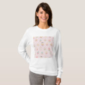 Pastel Roze Gingham Mooie Cupcakes Patroon T-shirt (Voorkant volledig)