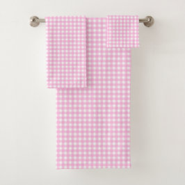 Pastel Roze Gingham Patroon Bad Handdoek
