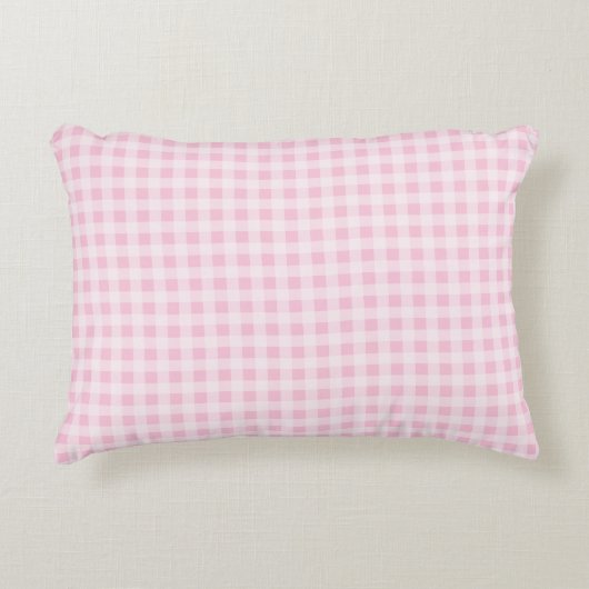 Pastel Roze Gingham Plaid Accent Kussen (Voorkant)