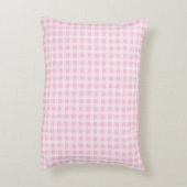 Pastel Roze Gingham Plaid Accent Kussen (Achterkant (Verticaal))