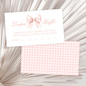 Pastel roze gingham strik baby shower luier loteri informatiekaartje