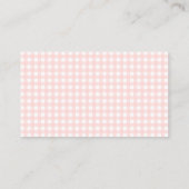 Pastel roze gingham strik baby shower luier loteri informatiekaartje (Achterkant)