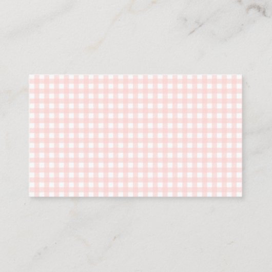 Pastel roze gingham strik baby shower luier loteri informatiekaartje (Achterkant)
