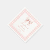 Pastel roze gingham strik lint baby meisje douche servet (Hoek)