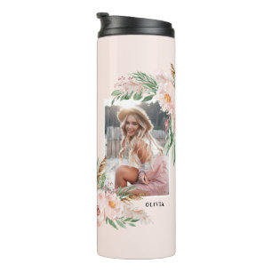 Pastel roze girale foto elegant modern thermosbeker