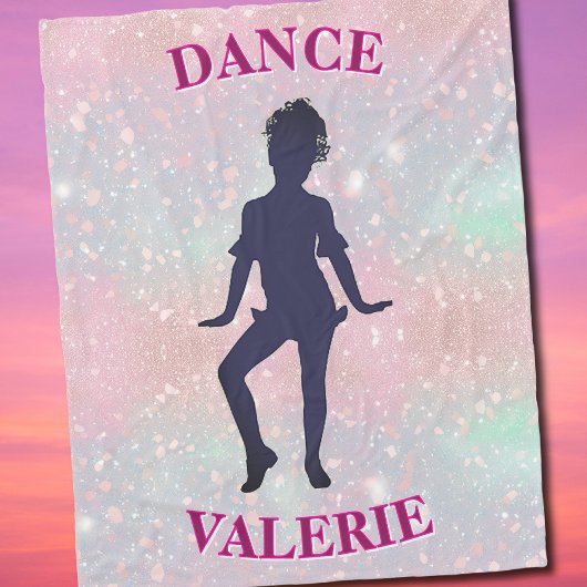 Pastel Roze Glitter Dansmeisje Gepersonaliseerd Fleece Deken