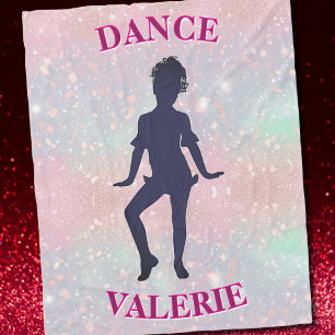 Pastel Roze Glitter Dansmeisje Gepersonaliseerd Fleece Deken