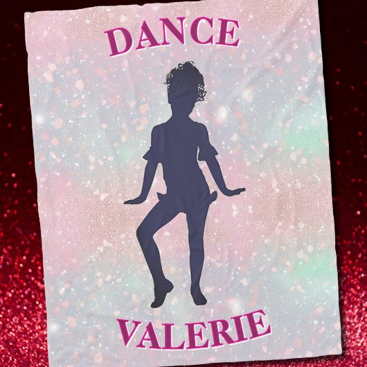 Pastel Roze Glitter Dansmeisje Gepersonaliseerd Fleece Deken