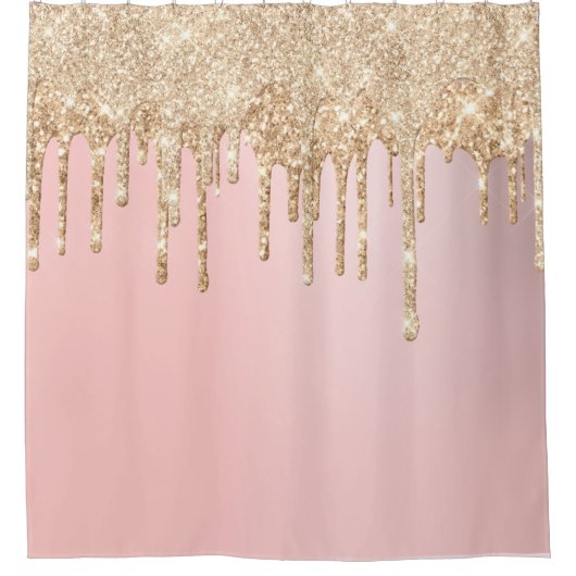 *~* Pastel roze glitter Drip AP7 Douchegordijn (Voorkant)