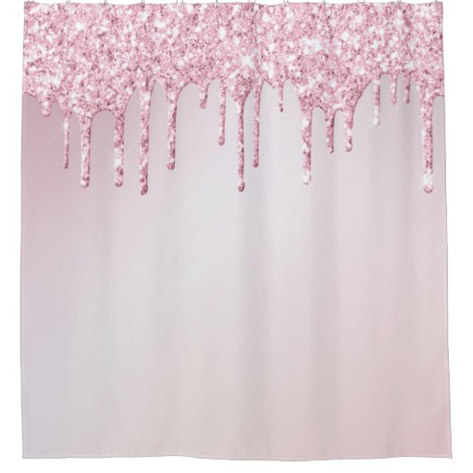 *~* Pastel Roze Glitter Drip AP7 Douchegordijn (Voorkant)