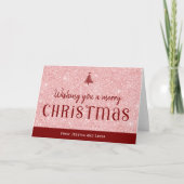Pastel Roze glitter effect Kerst Kaart (Voorkant)