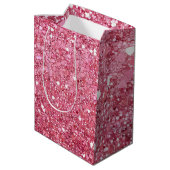Pastel Roze Glitter Medium Cadeauzakje (Achterkant Gekanteld)