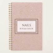 Pastel Roze Glitter Nail Salon Manicurist Planner (Voorkant)