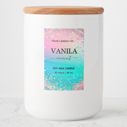 Pastel roze glitter Stijl Verticale Kaars Labels Voedselcontainer Etiket (Voorkant)