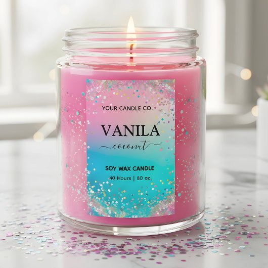 Pastel roze glitter Stijl Verticale Kaars Labels Voedselcontainer Etiket