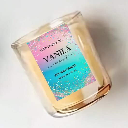 Pastel roze glitter Stijl Verticale Kaars Labels Voedselcontainer Etiket