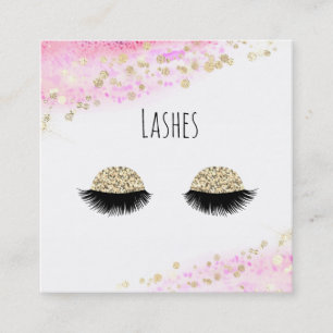 *~* Pastel Roze GlitterAbstract Lashes Vierkante Visitekaartje