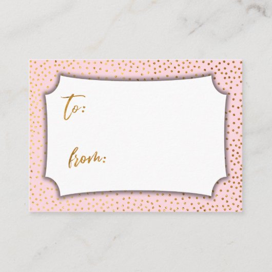 Pastel Roze & Gold Confetti Display Shower Card Informatiekaartje (Achterkant)