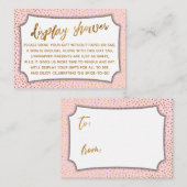 Pastel Roze & Gold Confetti Display Shower Card Informatiekaartje (Voorkant / Achterkant)