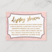 Pastel Roze & Gold Confetti Display Shower Card Informatiekaartje (Voorkant)