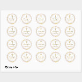 Pastel Roze Goud Bloemen Eerste Communie Dank u Ronde Sticker (Vel)