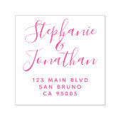 Pastel roze & goud | Elegante Typografie Bruiloft Zelfinktende Stempel (Design)