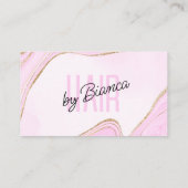 Pastel Roze Goud Glitter Agate Kapsalon Visitekaartje (Achterkant)