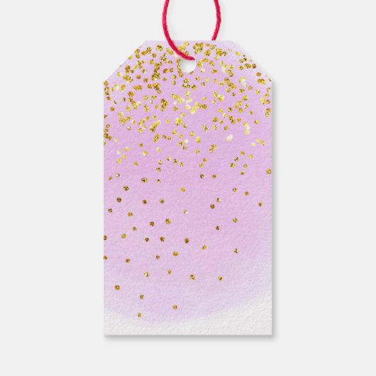 Pastel Roze Goud Glitter Kerstmis Cadeaulabel (Achterkant)