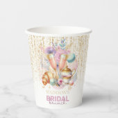 Pastel Roze Goud glitters Bruids Brunch Foto Papieren Bekers (Voorkant)