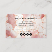 Pastel Roze Goud Marmer Elegant Visitekaartje (Achterkant)