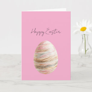 Pastel Roze Gouden Strepen Paasei Kaart