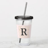 Pastel Roze Gouden Zeshoek Monogram Acryl Drinkbeker (Achterkant)